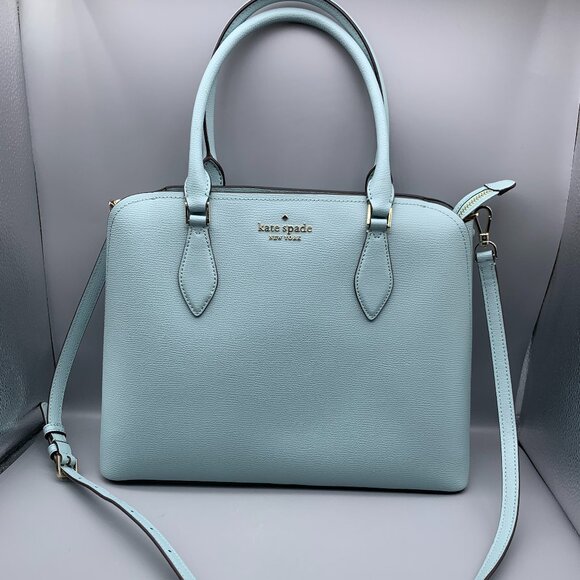 NEW Kate Spade New York Powder Blue Satchel Handbag with Shoulder Strap - Picture 1 of 14